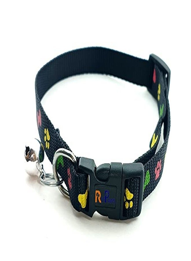 Pups&Pets Dog Printed Collar and Leash Set 15 MM- Adjustable Nylon Collar with Bell for Small and Medium Dogs, Collar and Leash Set for Puppies, Dog & Cat (Black, Pattern-1) - Image 4